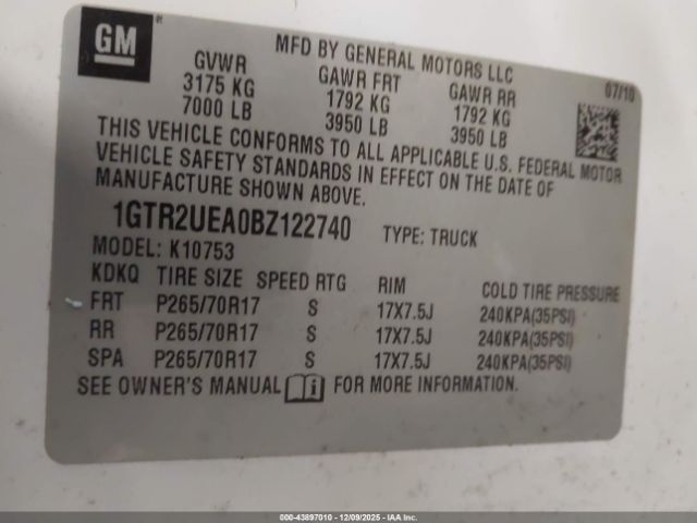 2011 GMC SIERRA 1500 1GTR2UEA0BZ122740 Photo 8