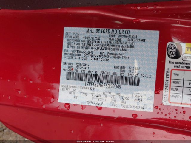2007 FORD MUSTANG 1ZVFT82H675350049 Photo 8