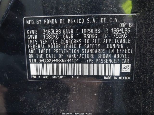 2019 HONDA FIT 3HGGK5H46KM744104 Photo 8