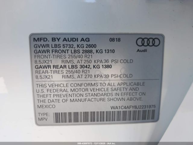 2018 AUDI SQ5 WA1C4AFY8J2231975 Photo 8