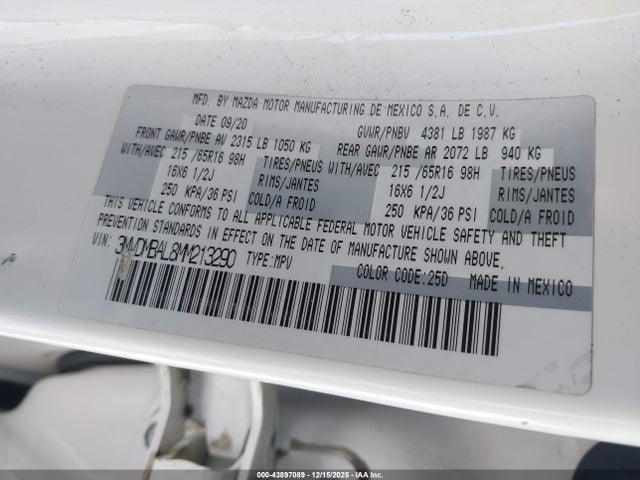 Aukcja sprzedaży 2021 Mazda Cx-30 2.5 S, vin: 3MVDMBAL8MM213290, numer aukcji: 43897089