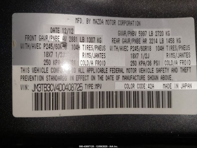 2013 MAZDA CX-9 JM3TB3CV4D0408725 Photo 8