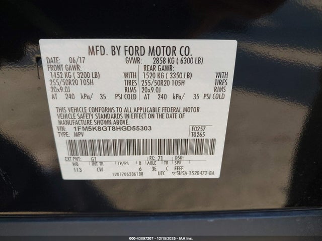1FM5K8GT8HGD55303 Ford EXPLORER SPORT