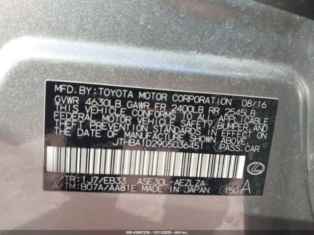 2016 LEXUS IS 200T JTHBA1D29G5036451 Photo 8