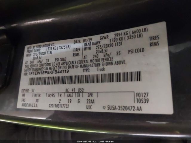 2019 FORD F-150 1FTEW1EP8KFB44119 Photo 8