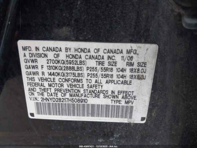 2007 ACURA MDX 2HNYD28217H508910 Photo 8