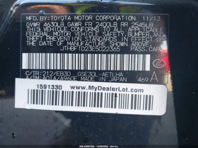 2014 LEXUS IS 250 JTHBF1D23E5022365 Photo 8