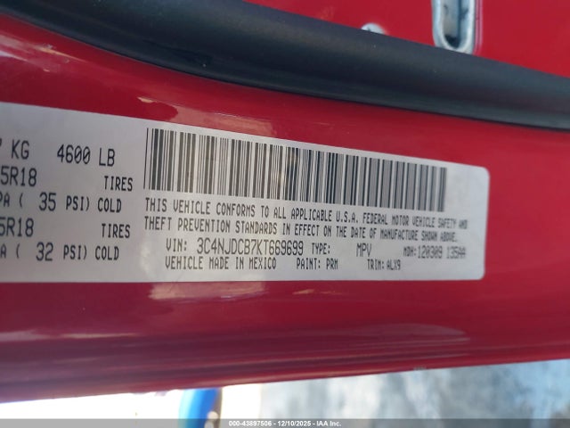 2019 Jeep Compass Limited 4x4 მანქანა იყიდება აუქციონზე, vin: 3C4NJDCB7KT669699, აუქციონის ნომერი: 43897506