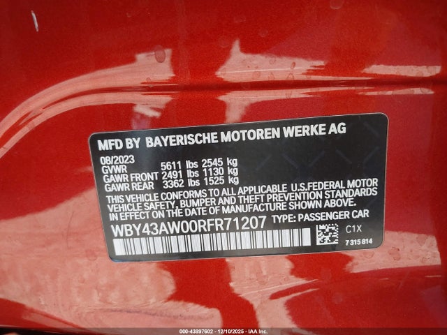 WBY43AW00RFR71207 BMW I4 Edrive35