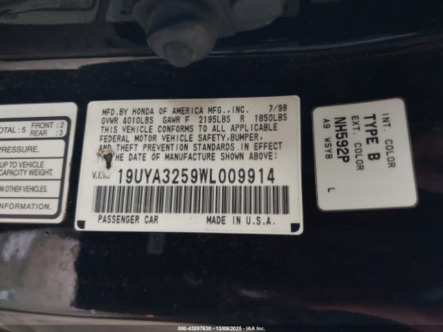 1998 ACURA CL 19UYA3259WL009914 Photo 8