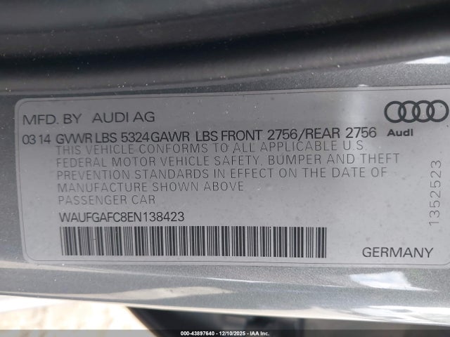 2014 AUDI A6 WAUFGAFC8EN138423 Photo 8
