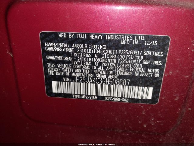 2016 SUBARU FORESTER JF2SJAKC3GH508687 Photo 8