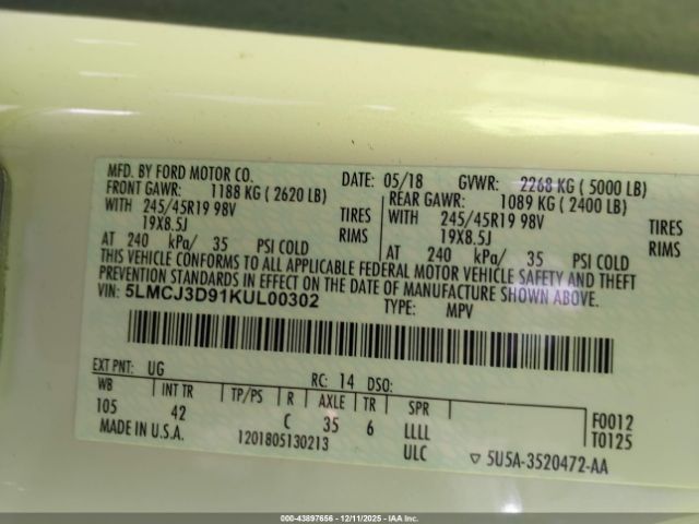 2019 LINCOLN MKC 5LMCJ3D91KUL00302 Photo 8