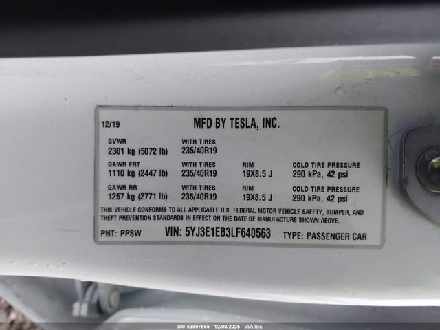 2020 TESLA MODEL 3 5YJ3E1EB3LF640563 Photo 8