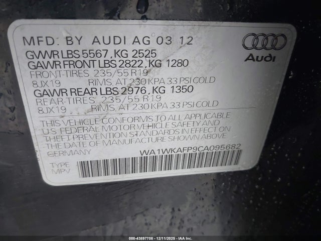 2012 AUDI Q5 WA1WKAFP9CA095682 Photo 8