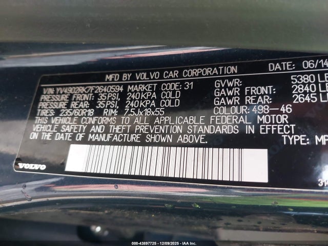 2015 VOLVO XC60 YV4902RK7F2640594 Photo 8