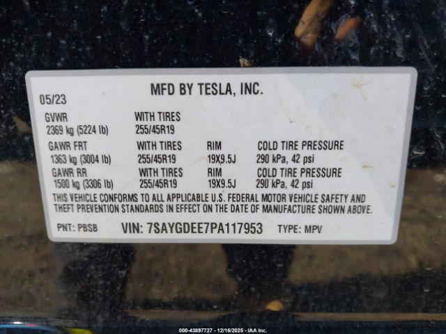 2023 TESLA MODEL Y 7SAYGDEE7PA117953 Photo 8