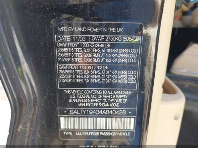 2004 LAND ROVER DISCOVERY SALTY19434A840428 Photo 8