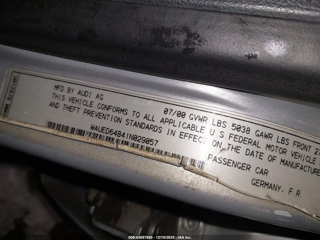 2001 AUDI A6 WAUED64B41N029057 Photo 8