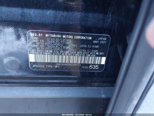 2022 MITSUBISHI OUTLANDER JA4J4UA83NZ009101 Photo 8