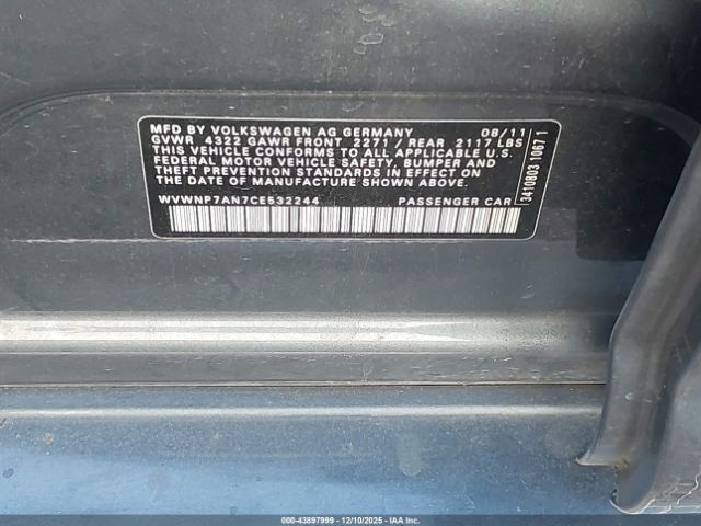 2012 VOLKSWAGEN CC WVWNP7AN7CE532244 Photo 8