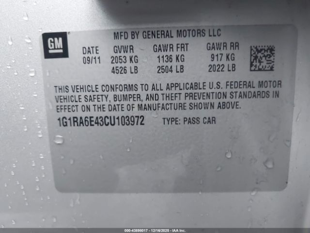 2012 CHEVROLET VOLT 1G1RA6E43CU103972 Photo 8