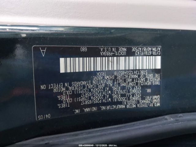 2005 TOYOTA TUNDRA 5TBET34125S485319 Photo 8