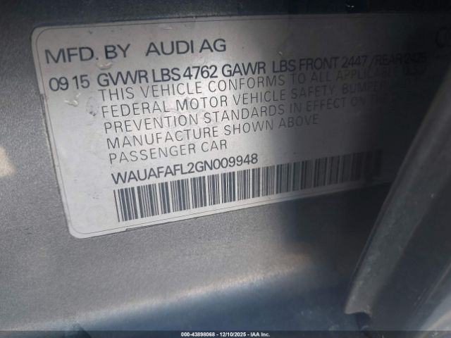 2016 AUDI A4 WAUAFAFL2GN009948 Photo 8