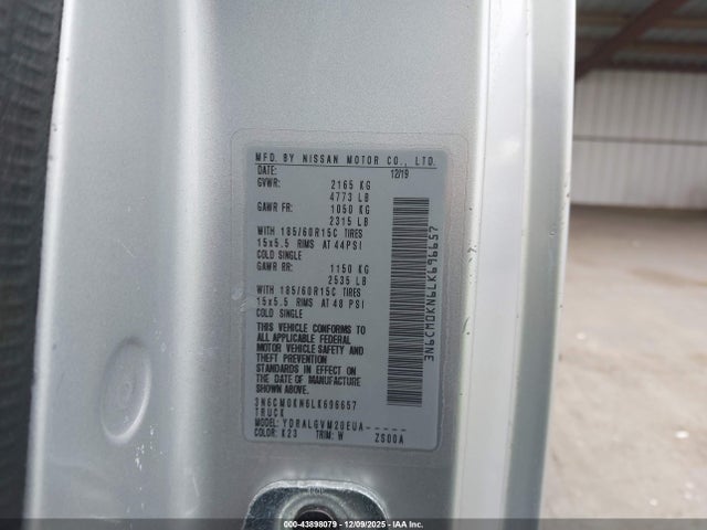 3N6CM0KN6LK696657 Nissan Nv200 Cargo Sv Xtronic Cvt