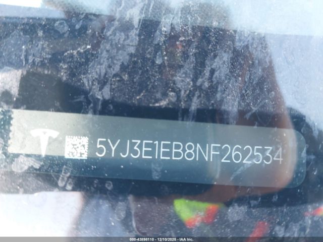 2022 TESLA MODEL 3 5YJ3E1EB8NF262534 Photo 8