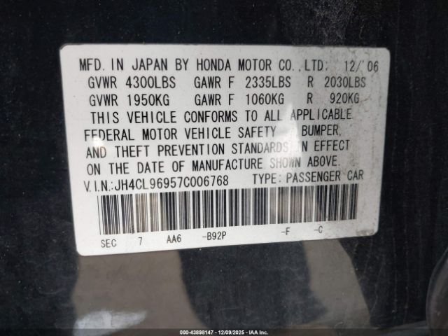 2007 ACURA TSX JH4CL96957C006768 Photo 8