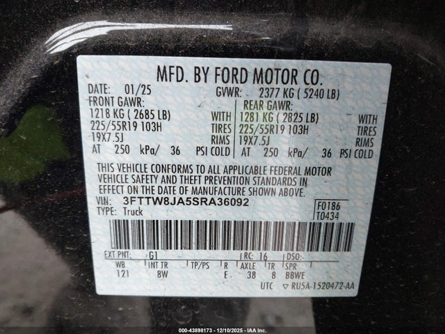 Ford Maverick Xlt 2025 3FTTW8JA5SRA36092 Image 9