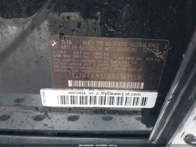 2008 BMW X5 5UXFE83568L161558 Photo 8