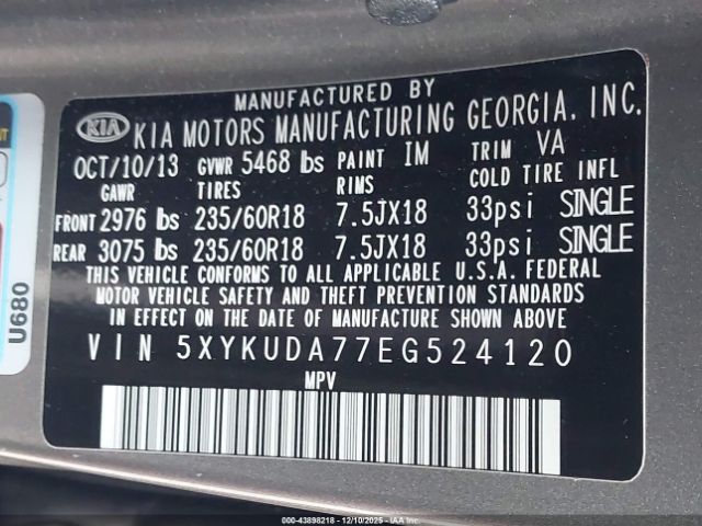 2014 KIA SORENTO 5XYKUDA77EG524120 Photo 8