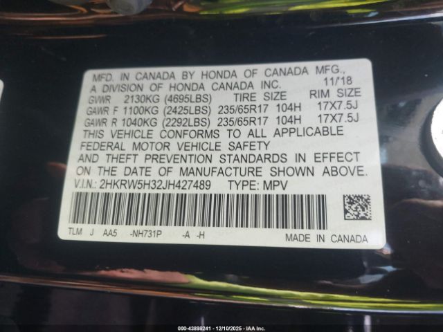 2018 HONDA CR-V 2HKRW5H32JH427489 Photo 8