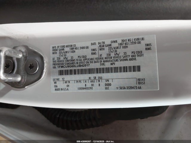 Ford ESCAPE SE 2020 1FMCU9G60LUB42017 Image 9