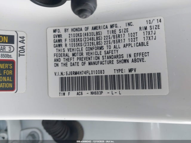 2015 HONDA CR-V 5J6RM4H74FL010083 Photo 8