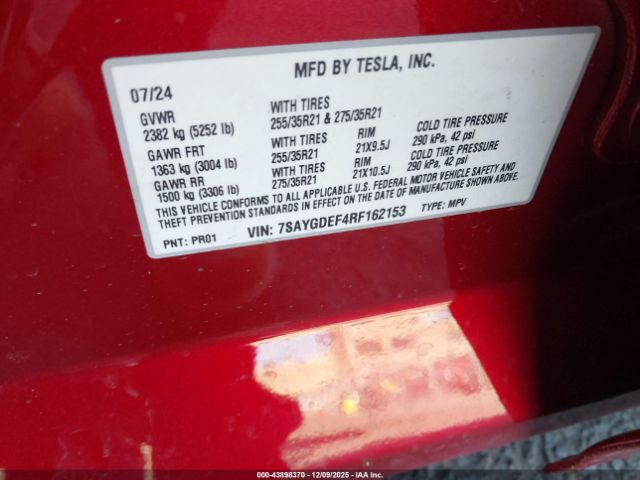 2024 TESLA MODEL Y 7SAYGDEF4RF162153 Photo 8