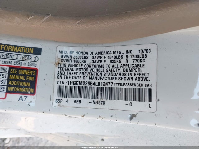 2004 HONDA CIVIC 1HGEM22954L013477 Photo 8