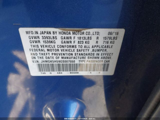 2016 HONDA FIT JHMGK5H59GS007550 Photo 8