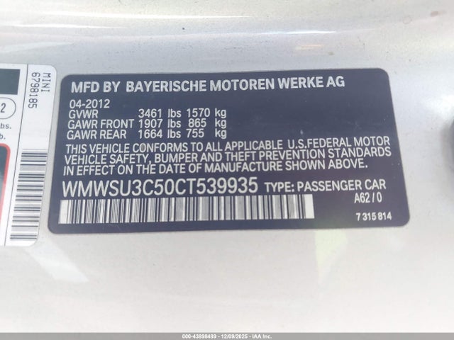 2012 MINI COOPER WMWSU3C50CT539935 Photo 8