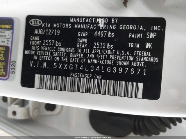 2020 KIA OPTIMA 5XXGT4L34LG397671 Photo 8