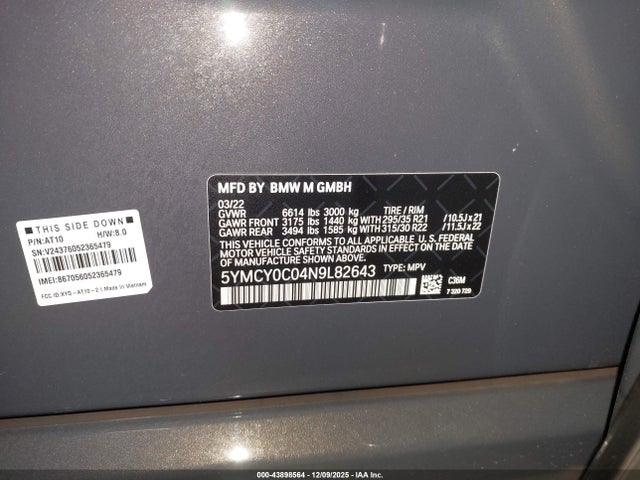 2022 BMW X6 M 5YMCY0C04N9L82643 Photo 8