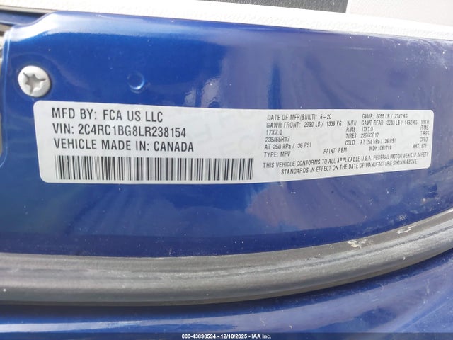 2020 CHRYSLER PACIFICA 2C4RC1BG8LR238154 Photo 8