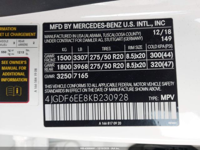 2019 MERCEDES-BENZ GLS 450 4JGDF6EE8KB230928 Photo 8