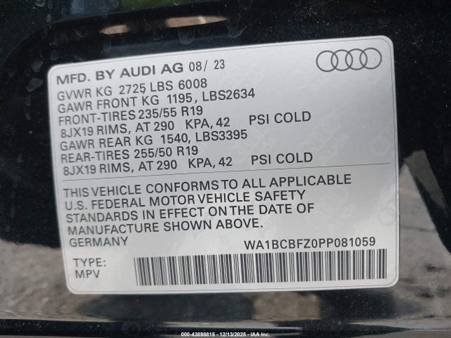 2023 AUDI Q4 E-TRON WA1BCBFZ0PP081059 Photo 8