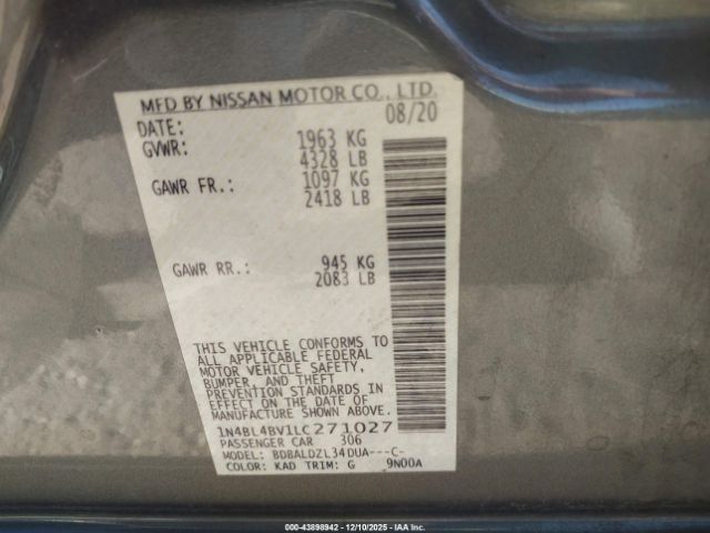 2020 NISSAN ALTIMA 1N4BL4BV1LC271027 Photo 8