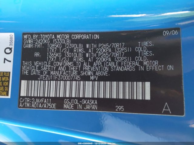 2007 TOYOTA FJ CRUISER JTEZU11F370007745 Photo 8