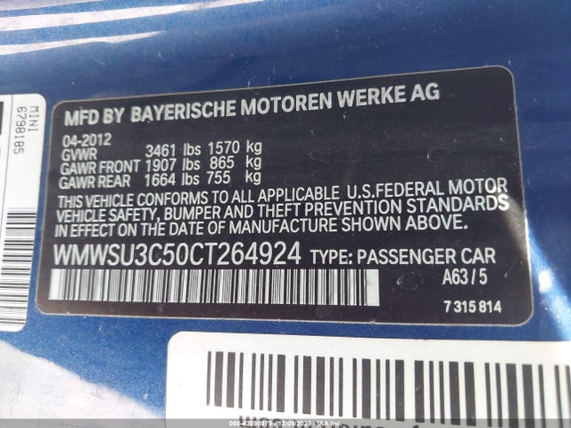 2012 MINI COOPER WMWSU3C50CT264924 Photo 8