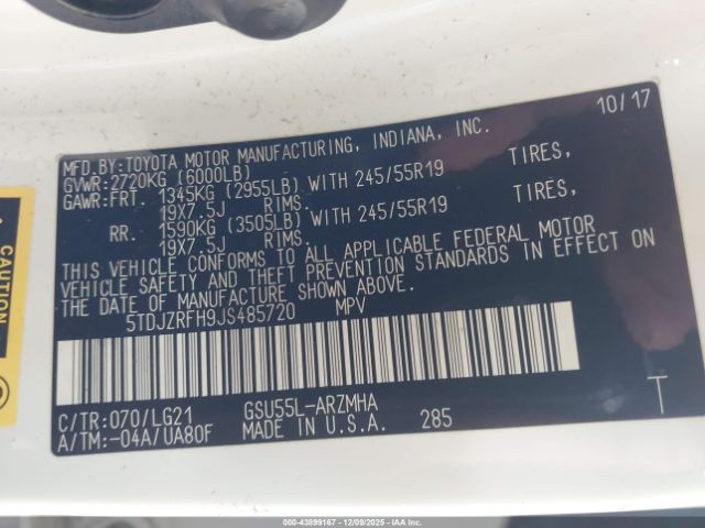 2018 TOYOTA HIGHLANDER 5TDJZRFH9JS485720 Photo 8